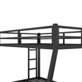 Metal Full Xl Over Queen Bunk Bed For Teens And Adults,Space Saving Noise Reduced No Box Spring Needed, Black Full Xl Black Metal