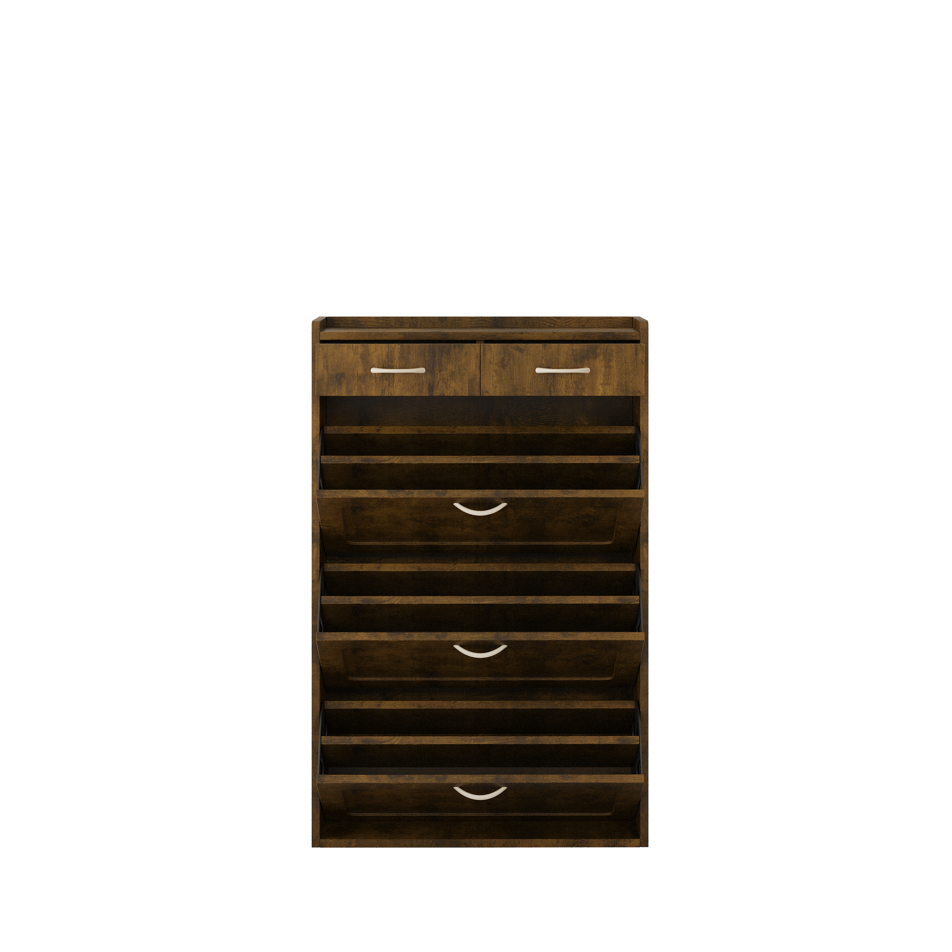 2408 Black Brown Solid Wood Shoe Cabinet, Three Layers, Flip Bucket Shoe Storage Cabinet, Simple And Generous For A Variety Of Home Styles Brown Mdf