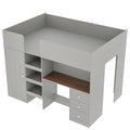 Wood Full Size Loft Bed With Built In Wardrobe, Desk, Storage Shelves And Drawers, Grey Expected Arrival Time: 9.8 Box Spring Not Required Full Grey Wood Bedroom Bed Frame Solid Wood Mdf
