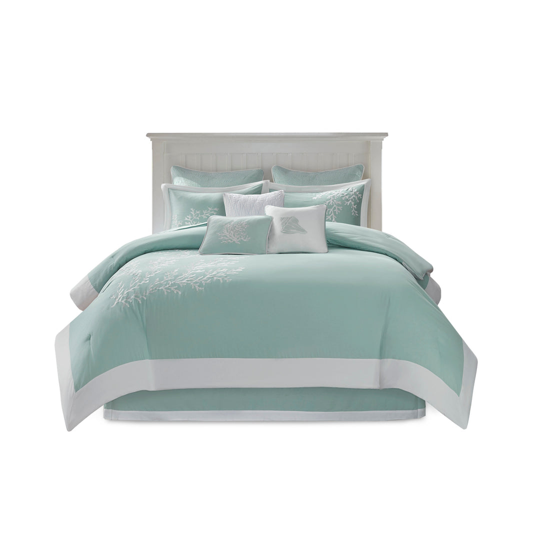Oversized Cotton Jacquard Comforter Set Aqua King King Aqua Cotton
