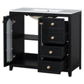 36 Inch Bathroom Vanity With Two Soft Close Doors, Adjustable Shelves And Three Soft Close Drawers Black Bathroom Solid Wood Mdf