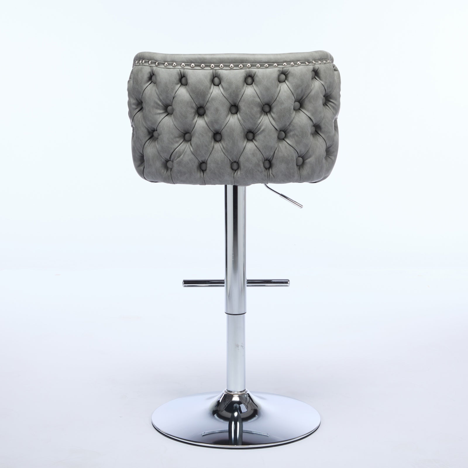 Swivel Barstools Adjusatble Seat Height With Chrome Base, Modern Pu Upholstered Bar Stools With The Whole Back Tufted, For Home Pub And Kitchen Island,Gray, Set Of 2 Gray American Design Bar Stools Set Of 2 Foam Pu Leather