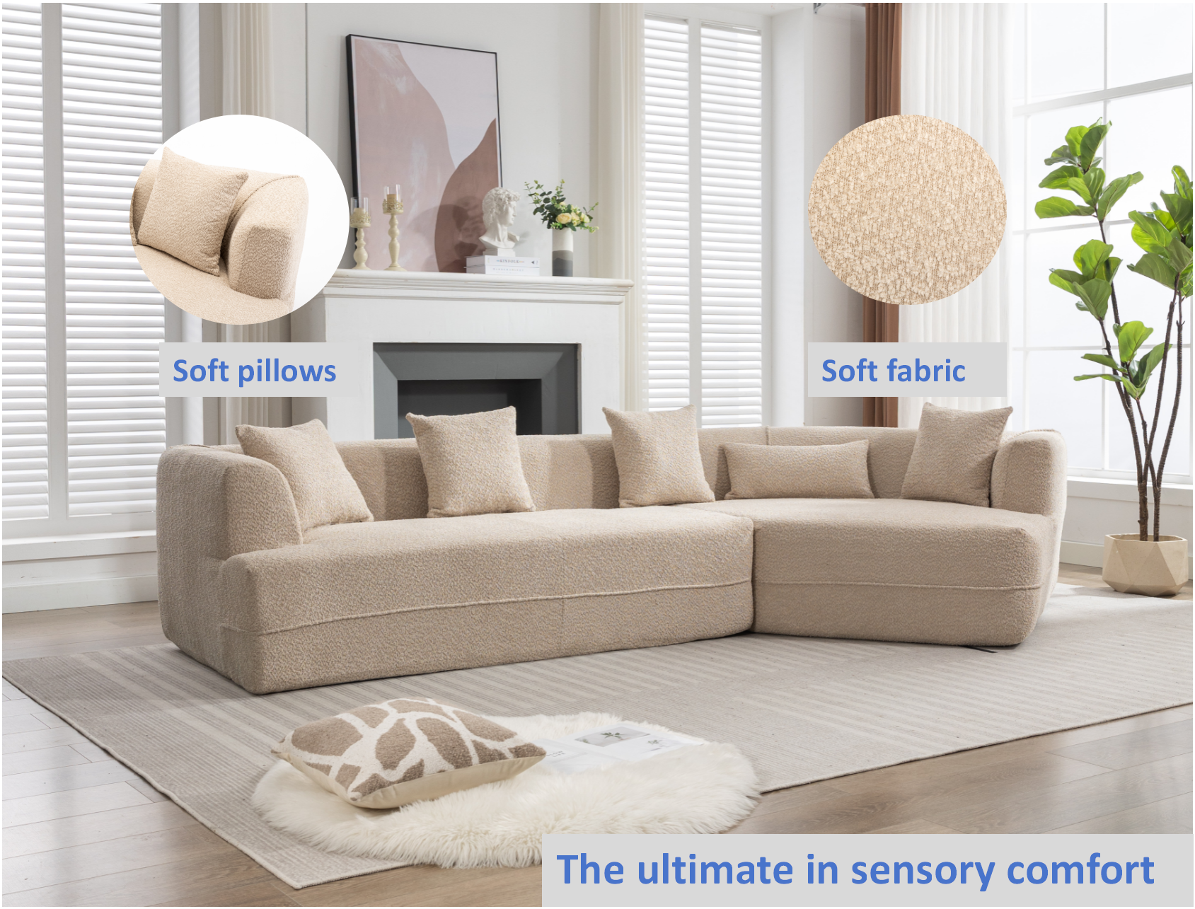 And Upgraded Extended Edition Modular Sofamodern Minimalist Style Sofa, Upholsteredfree Combination, Round Fiber Fabric, Anti Wrinkle Fabric,Dimension Extension,Brown Light Brown Polyester Primary Living Space Medium Soft Tight Back Modern Flared Arms