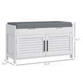 Homcom Shoe Bench, Entryway Bench With Shoe Storage, Cushion, Hidden Compartments, Adjustable Shelves And Shutter Doors, 35.4