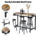5 Piece Kitchen Counter Height Table Set, Bar Table With 4 Stools Brown Seats 4 Mdf