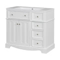 36'' Bathroom Vanity With Resin Sink Combo, Solid Wood Frame Bathroom Storage Cabinet, Freestanding Vanity Set With 3 Drawers& Adjustable Shelf White Bathroom Modern Solid Wood Mdf Resin