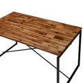 Oak And Black Dining Table With Metal Sled Base Oak Seats 4 Dining Room Industrial Rectangular Wood Metal Sled