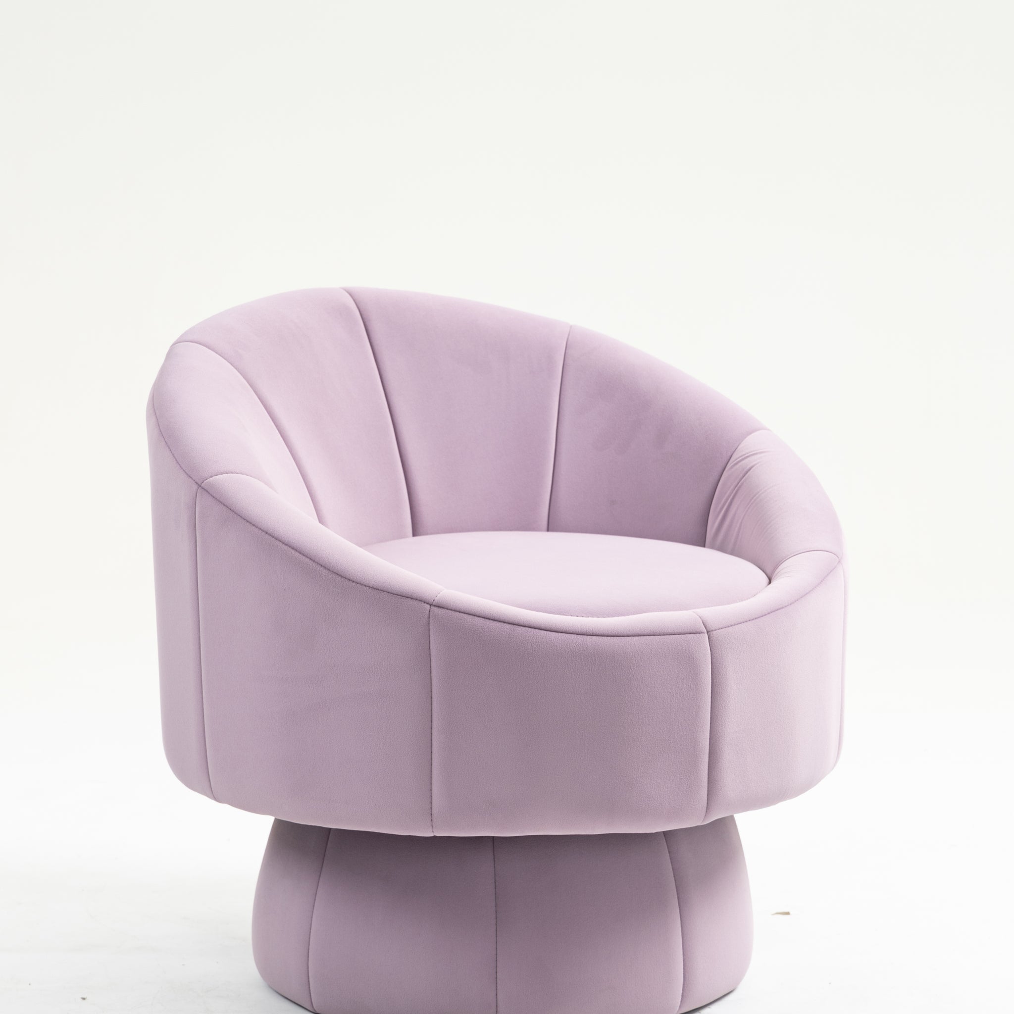 Mid Century Modern Accent Chair With Wood Frame, Upholstered Living Room Chairs With Waist Cushion, Reading Armchair For Bedroom Sunroom Purple Velvet