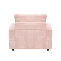 39 Inch Spring Upholstered Armchair And Ottoman Set Comfortable Single Sofa With Cup Holder And Corduroy Fabric, Perfect For Living Room Or Bedroom Pink Corduroy 1 Seat