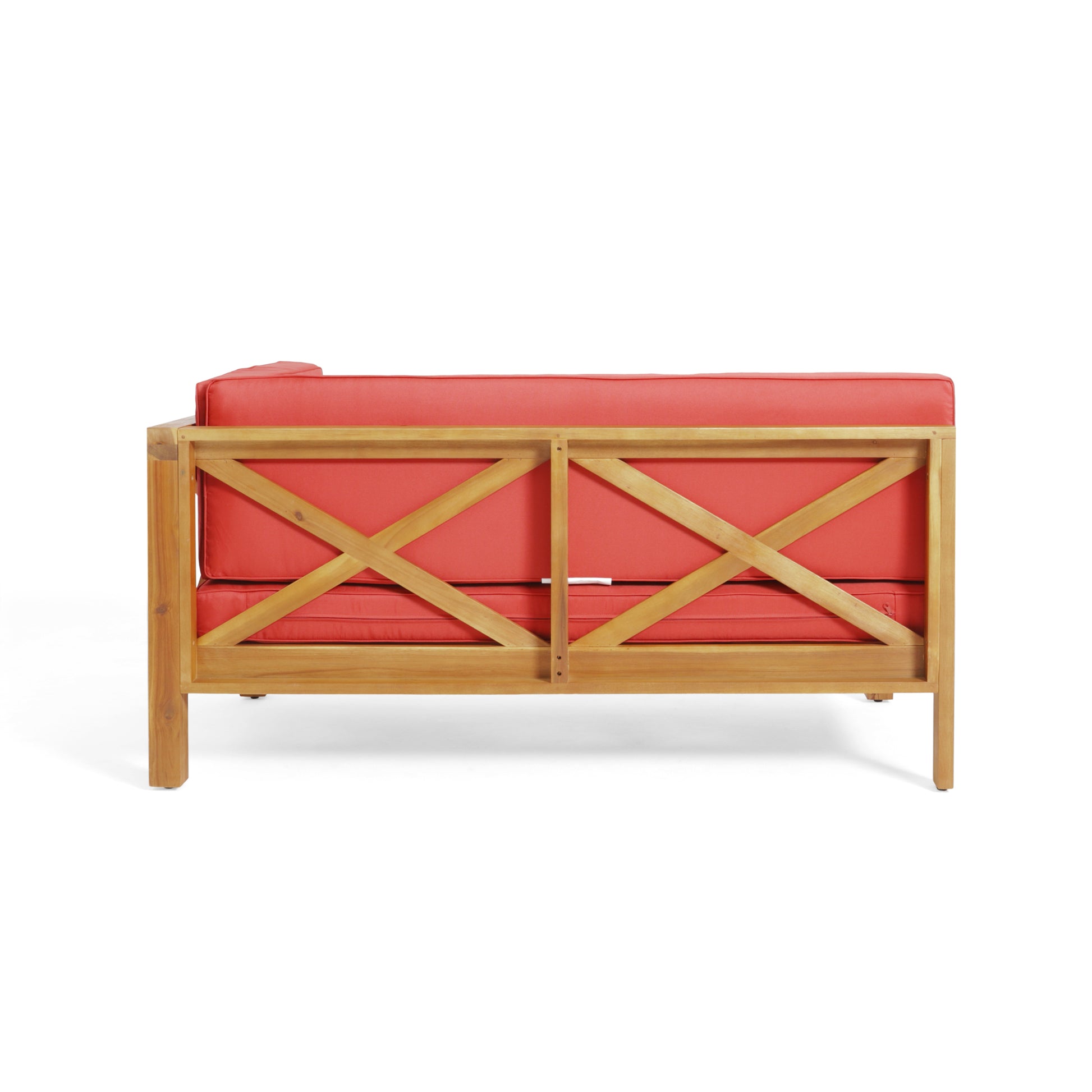 Brava X Back Right Corner Bench, Red Red Acacia Wood