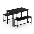 Dining Table Set, Bar Table With 2 Dining Benches, Kitchen Table Counter With Chairs, Industrial For Kitchen Breakfast Table, Living Room, Party Room, Black43.3 L X23.6 W X 29.9 H Black Particle Board