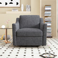 360 Degree Swivel Armchair Cotton Linen Skin Friendly Fabric Ergonomic Design Brass Nail Decorative Armchair Living Room Chairs Bedroom Chairs Living Room Chairs Black Legs Suitable For Indoor Homes Black Gray Modern Foam Cotton Linen