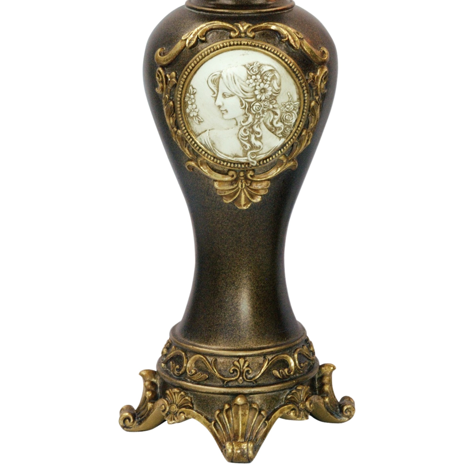 11" And 14" Tall Polyresin Candleholder, Bronze Finish Set Of 2 Bronze Polyresin