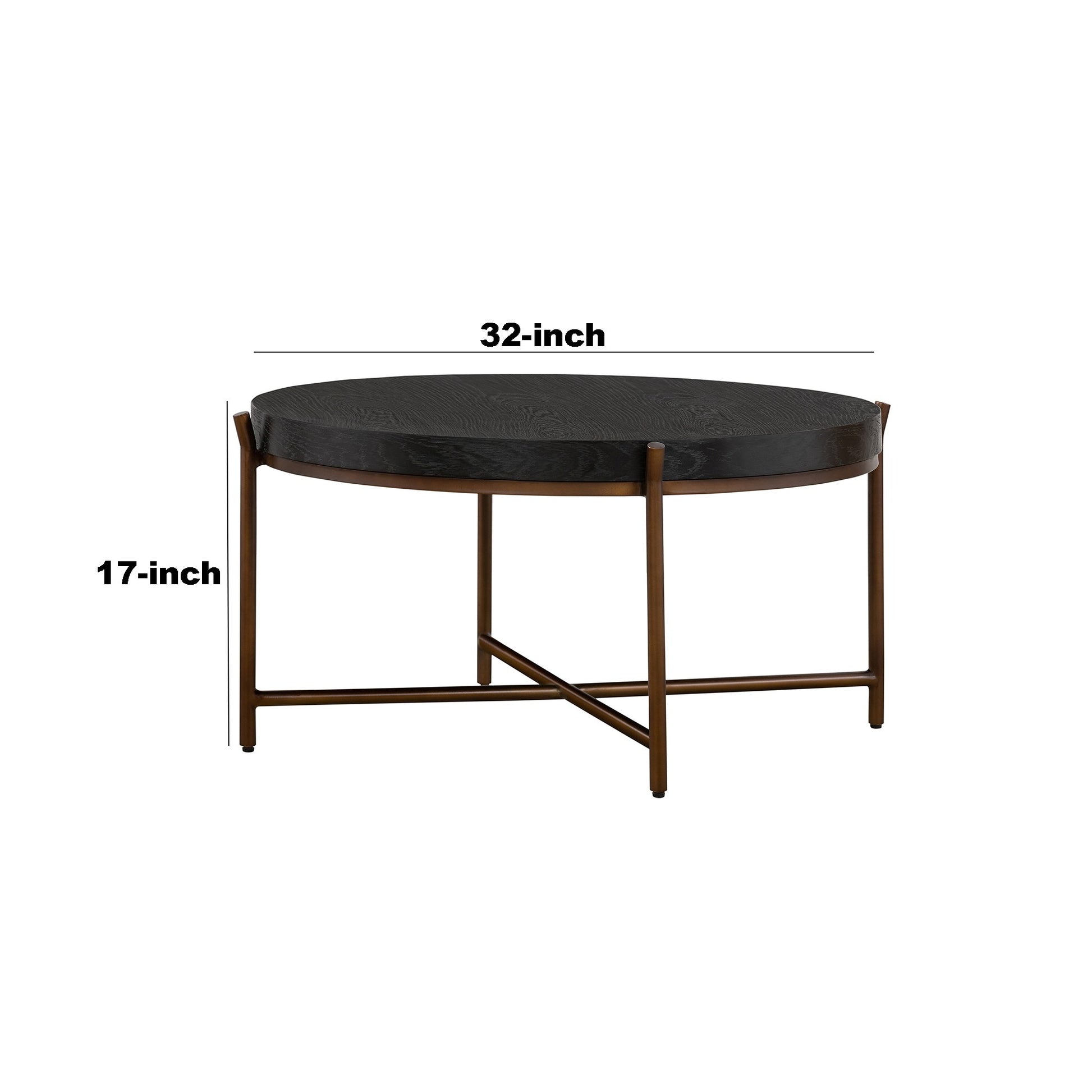 Sylvie Brushed Oak And Metal Round Coffee Table Grey Black Wood Metal
