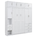 Twin Size Murphy Bed With Lockers And Wardrobes, With Installation Video, White Box Spring Not Required Twin White Murphy Solid Wood Mdf