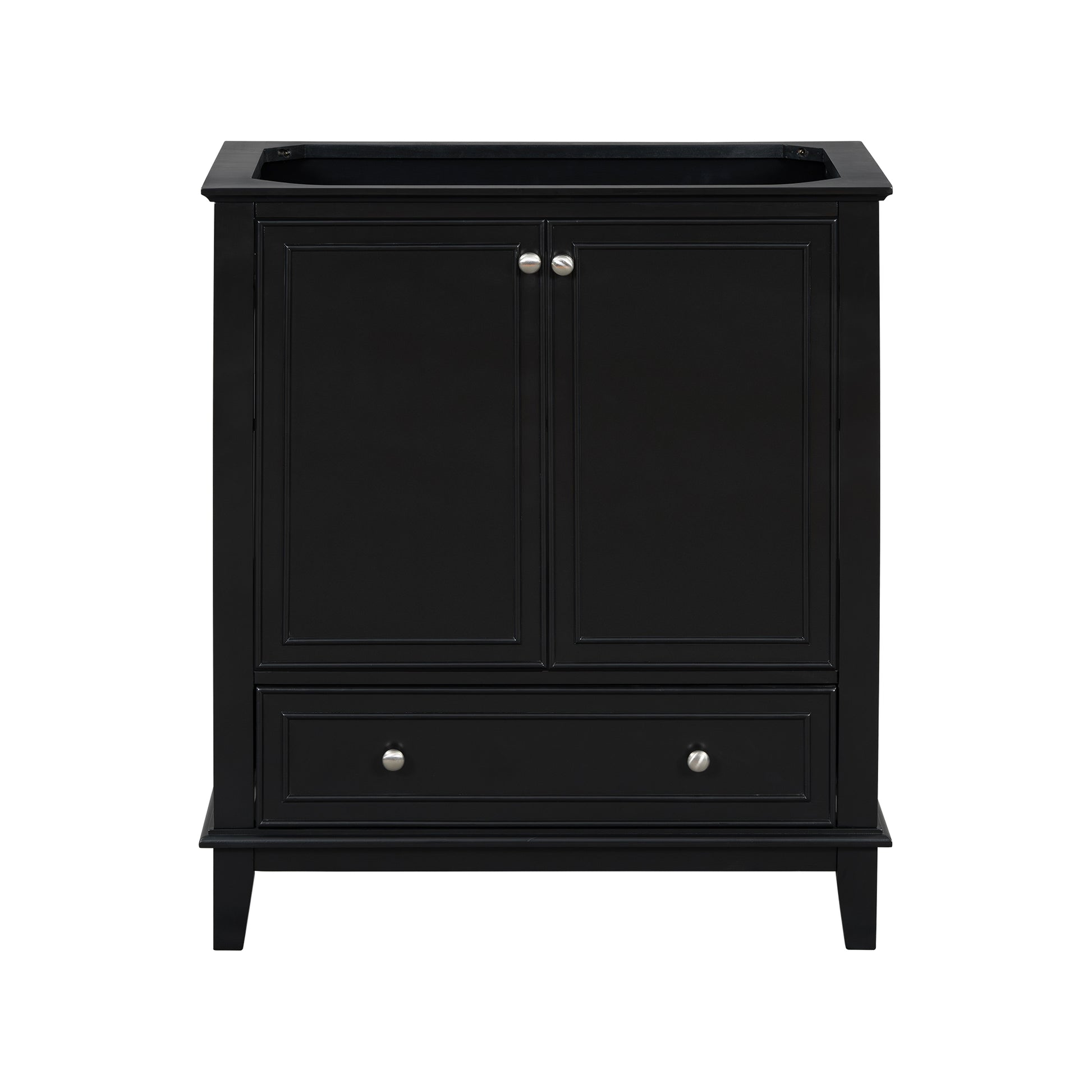 30" Bathroom Vanity Without Sink, Base Only, Multi Functional Bathroom Cabinet With Doors And Drawer, Solid Frame And Mdf Board, Black Black Solid Wood Mdf