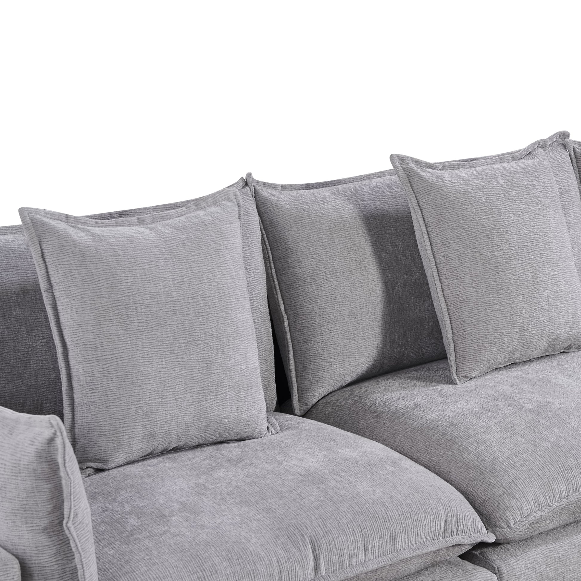 108.66"Modern Chenille L Shaped Sectional Sofa With Convertible Chaise, Comfy Cloud Couch Deep Sectional Sofa With Ottomans For Living Room Light Gray Wood Foam Chenille 3 Seat