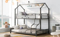Metal House Bunk Bed, Twin Over Full, Black Full Black Metal