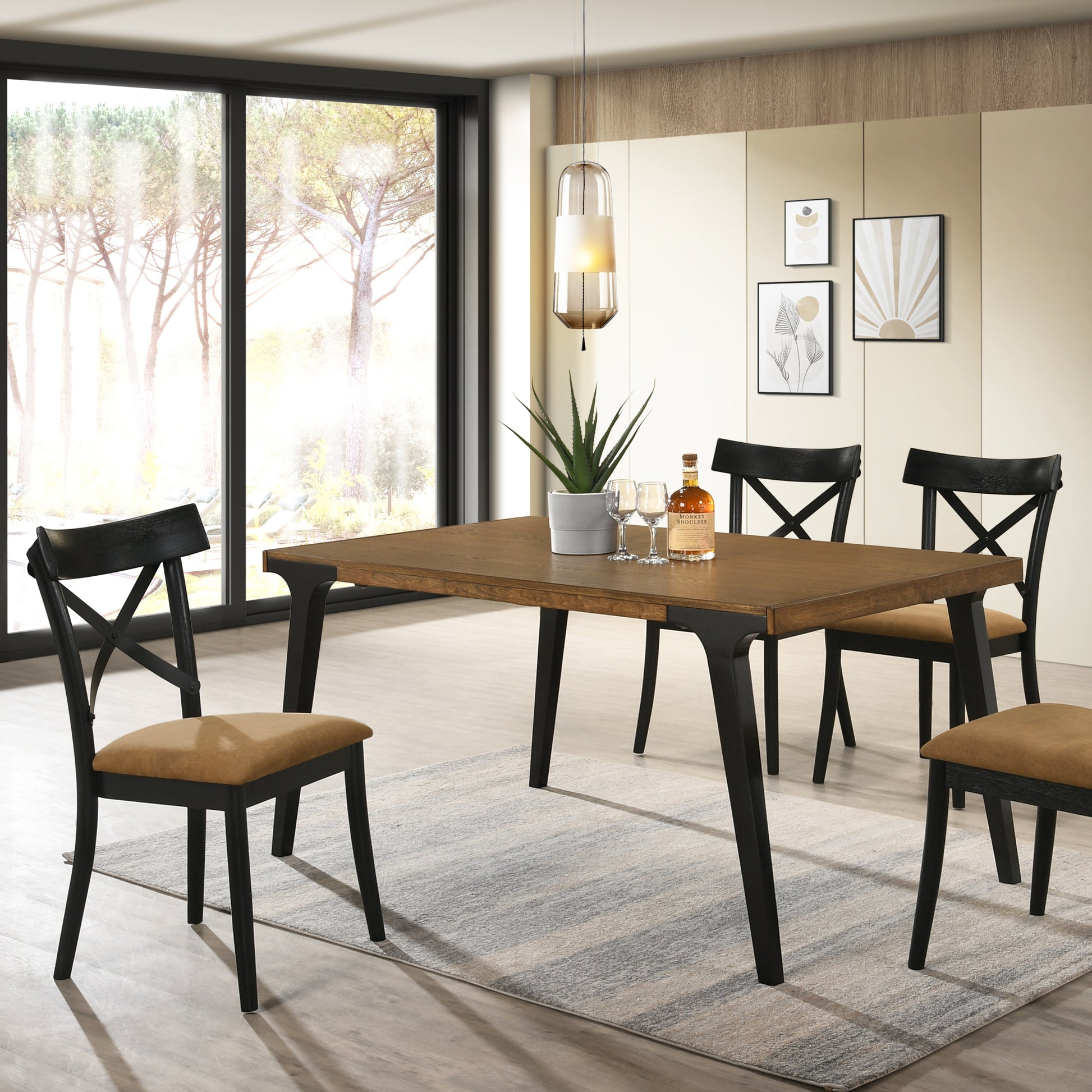 Brown And Black Side Chair Set Of 2 Solid Black Brown Dining Room Modern Side Chair Cross Back Set Of 2 Wood Fabric