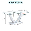 A Modern And Simple Rectangular Glass Table, Equipped With A 0.39 Inch Tempered Glass Table And Medium Density Board Legs, And Stainless Steel Support Shelves. Used In The Kitchen, Dining Room F 907 White Glass
