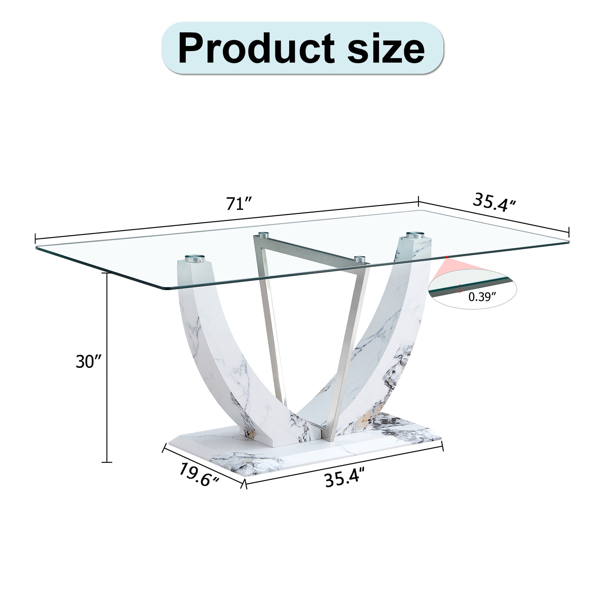 A Modern And Simple Rectangular Glass Table, Equipped With A 0.39 Inch Tempered Glass Table And Medium Density Board Legs, And Stainless Steel Support Shelves. Used In The Kitchen, Dining Room F 907 White Glass