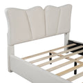 Full Size Upholstered Platform Bed Velvet Upholstered Bed, Beige Full Beige Velvet