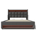 Queen Size Upholstered Platform Bed With A Hydraulic Storage System, Led And Usb Charging, Grey Without Mattress Queen Grey Metal & Wood