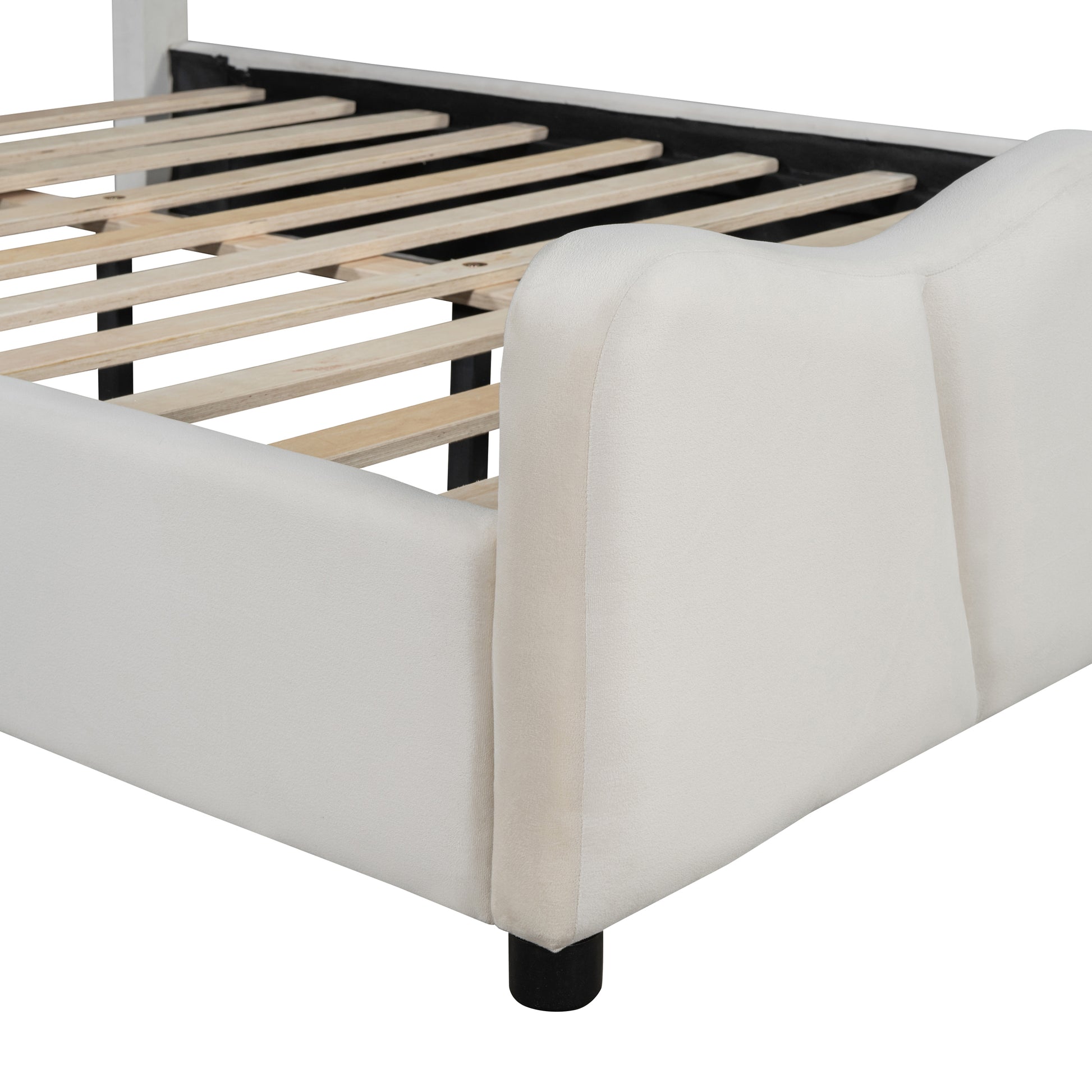 Full Size Upholstered Platform Bed Velvet Upholstered Bed, Beige Full Beige Velvet