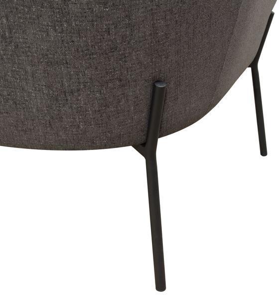 Polyester Upholstered Accent Chair With Splayed Metal Legs And Slope Armrests, Gray Grey Black Fabric Metal
