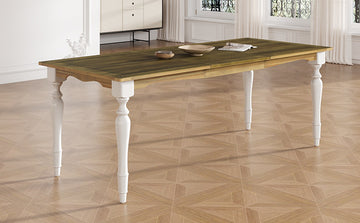 Vintage Traditional 82.7Inch Extendable Dining Table With 23.6Inch Removable Leaf, Brown Cream Cream Brown Seats 8 Dining Room Traditional Rubberwood Rectangular Rubber Wood