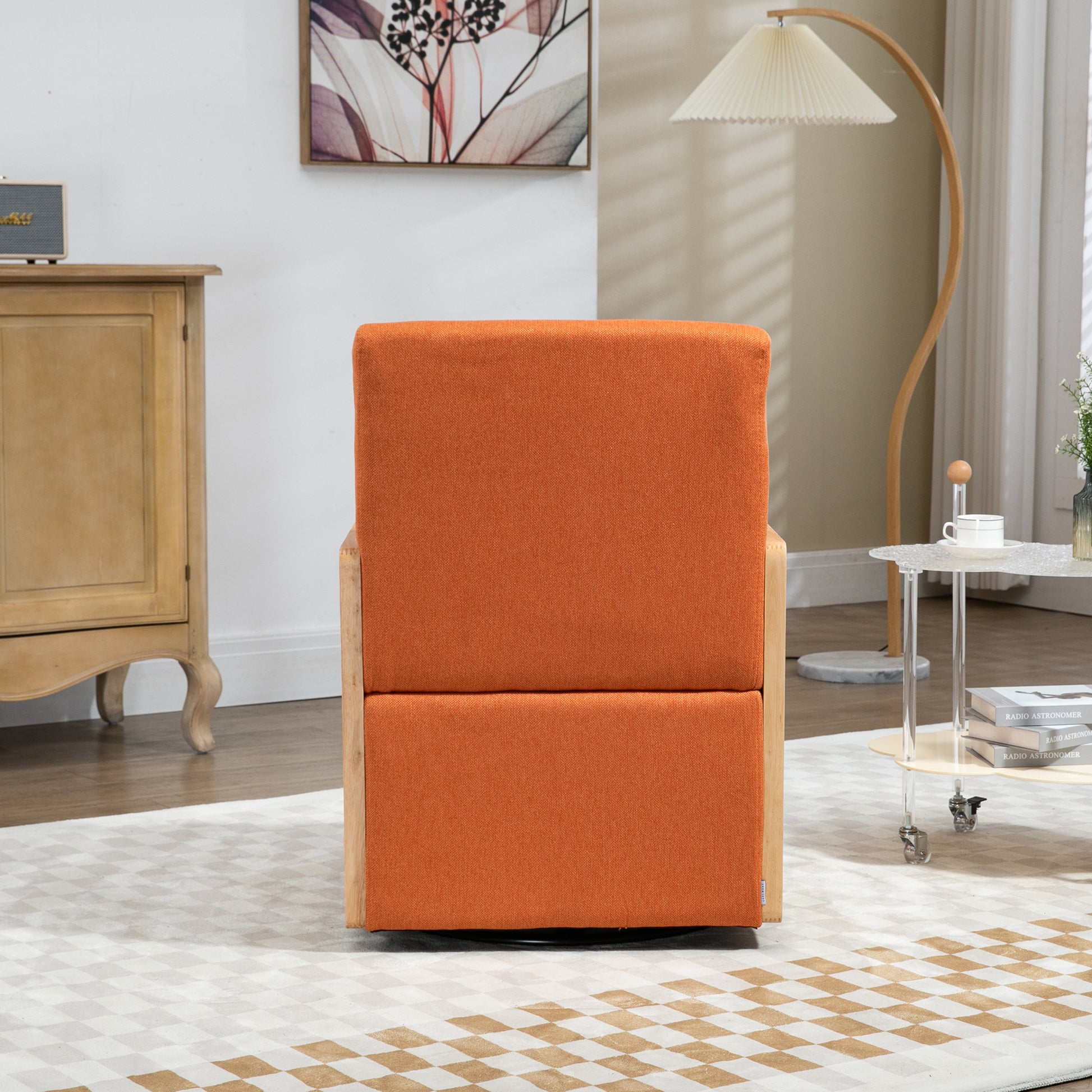 Coolmore 360 Degree Swivel Barrel Club Chair With One Pillow,Modern Comfortable Upholstered Accent Chair,Linen Accent Chair For Living Room,Bedroom Orange Linen Orange Primary Living Space Modern Foam Linen