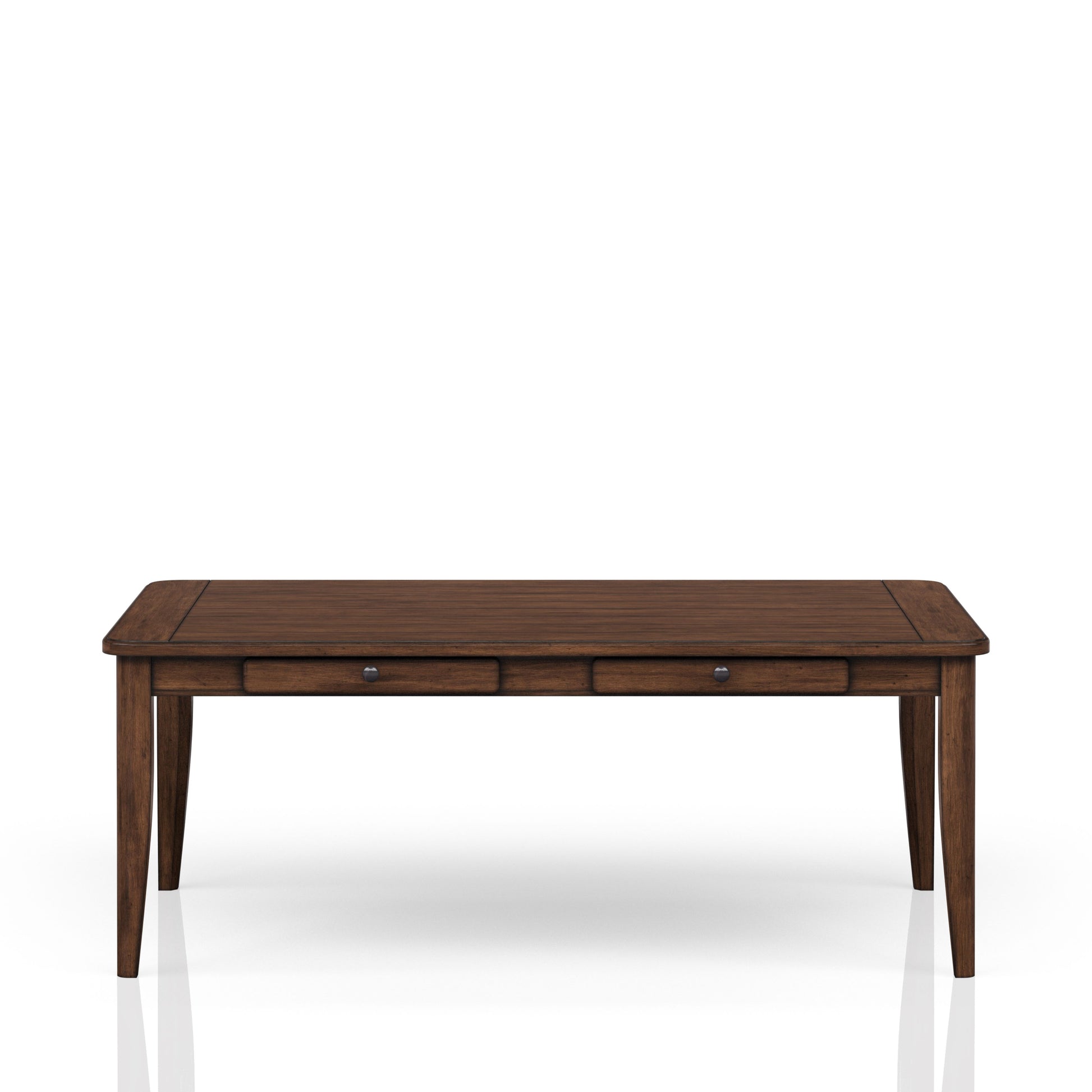 Casual Dining Table With Four Storage Drawers In Brown Finish Brown Solid Wood Mdf