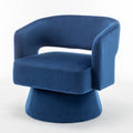 Swivel Barrel Chair, Velvet Accent Armchair 360 Degree Swivel Club Chair For Living Room Bedroom Reception Room Blue Foam Velvet