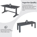 3 Piece Retro Dining Set, Rectangular Trestle Table And 2 Wood Benches For 4 People For Dining Room And Kitchen Grey Grey Solid Wood Mdf