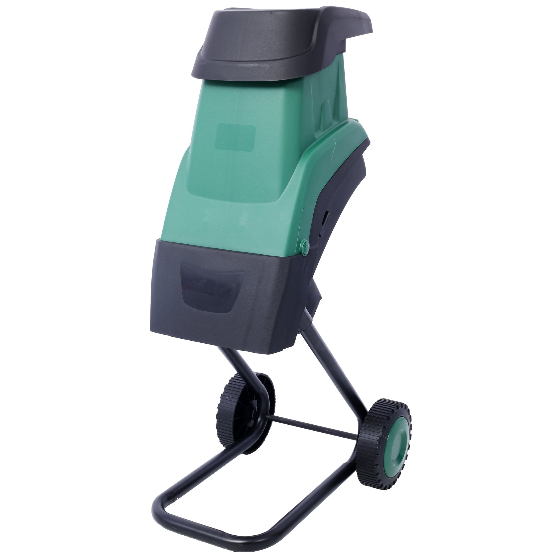 15Amp Electric Wood Chipper Shredder With Wheels Electric Garden Shredder Portable Chipping Width Collection Bag, Double Sided Blade System, Auto Shut Off Green Green Plastic