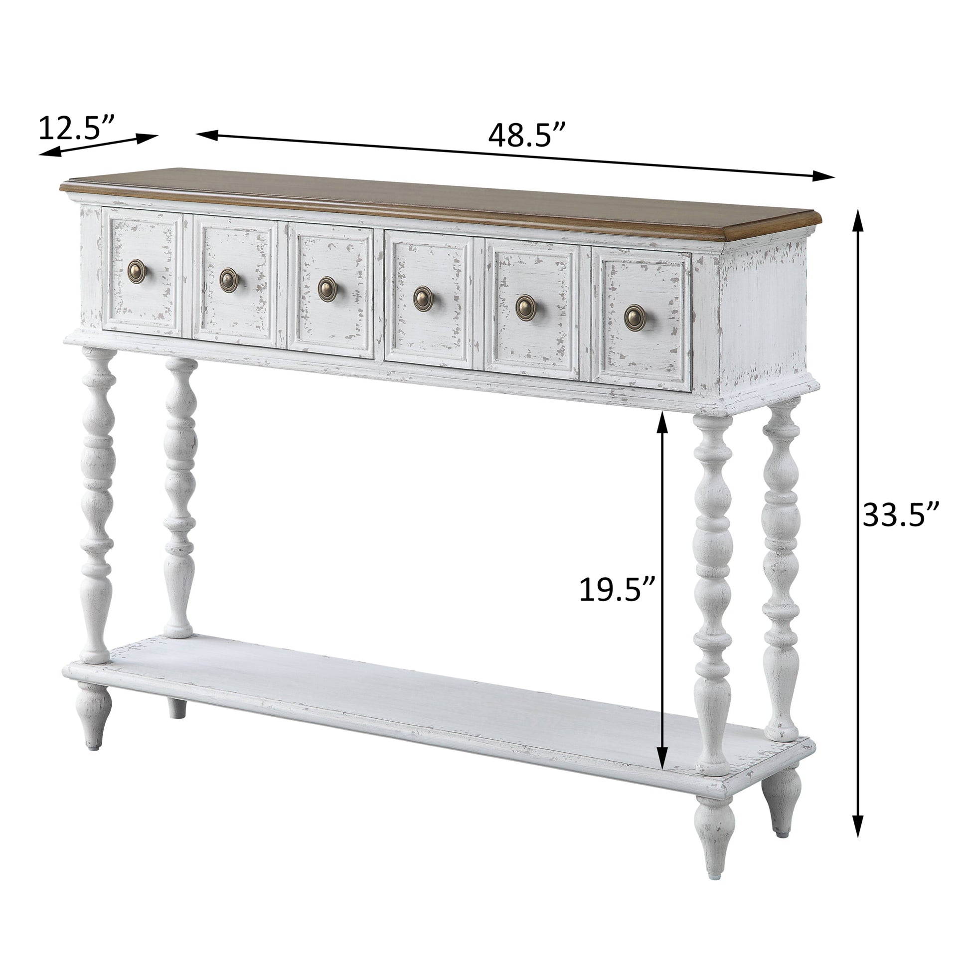 Dark Charcoal And Antique White Console Table White Primary Living Space Rubberwood Drawers Rectangular Wood