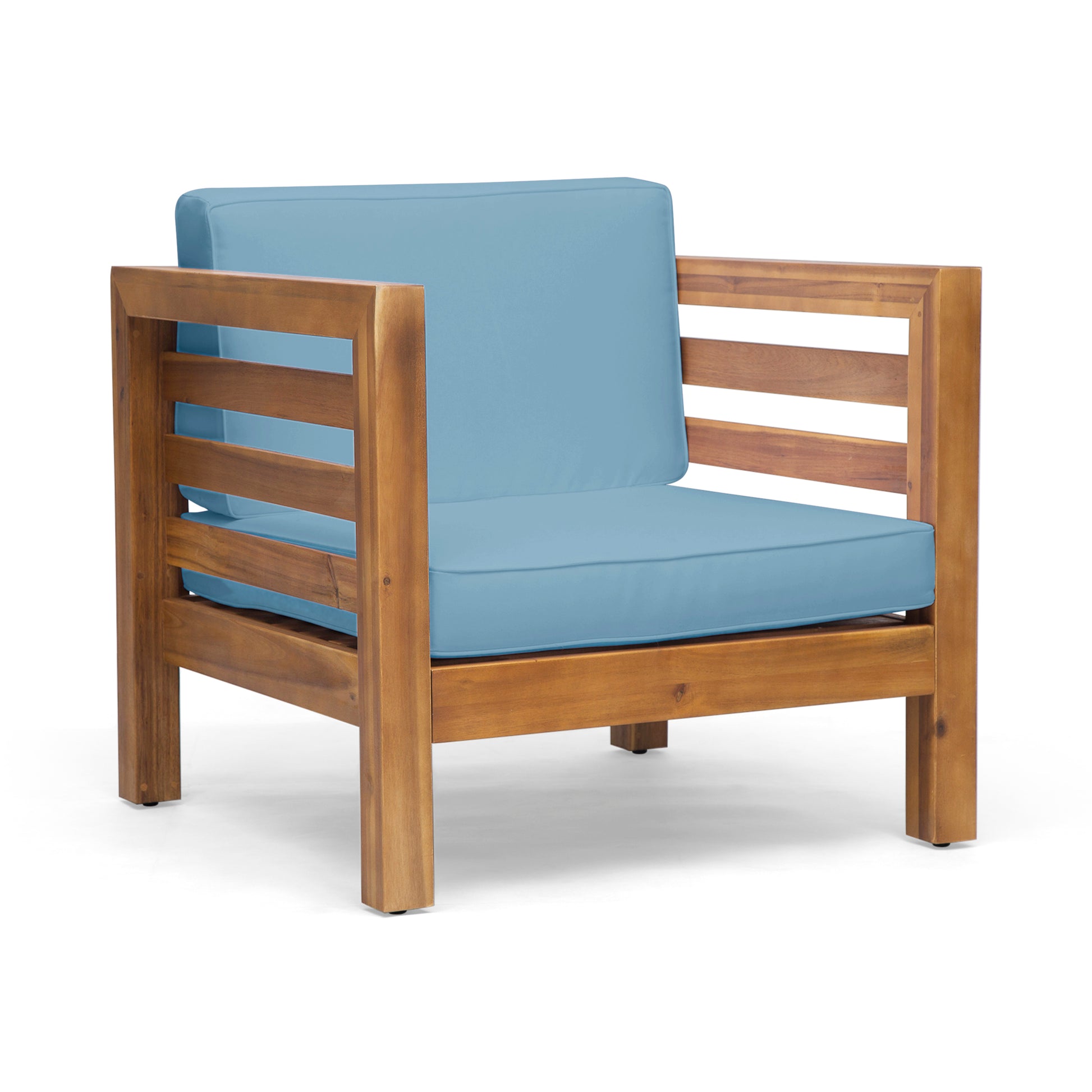 Oana Club Chair Pecan Blue Acacia Wood