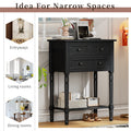 Narrow Console Table, Slim Sofa Table With Three Storage Drawers And Bottom Shelf Black Black Solid Wood Mdf