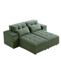 Convertible 3 In 1 Sleeper Sofa And Sectional Sofa With 4 Storage Space For Living Room,Corduroy Couch With 4 Pillows,Corduroy Army Green Corduroy 3 Seat