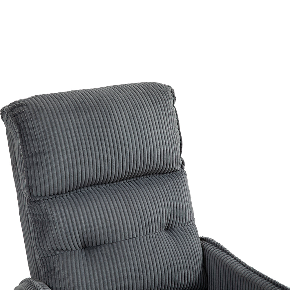 Coolmore Recliner Chair, Electric Recliner Chairs For Adults, Side Pocket Power Reclining Chair Pocket Springs Seat Cushion, Corduroy Fabric Recliner Sofa For Living Room, Bedroom, Home Theater Dg Dark Gray Foam Corduroy