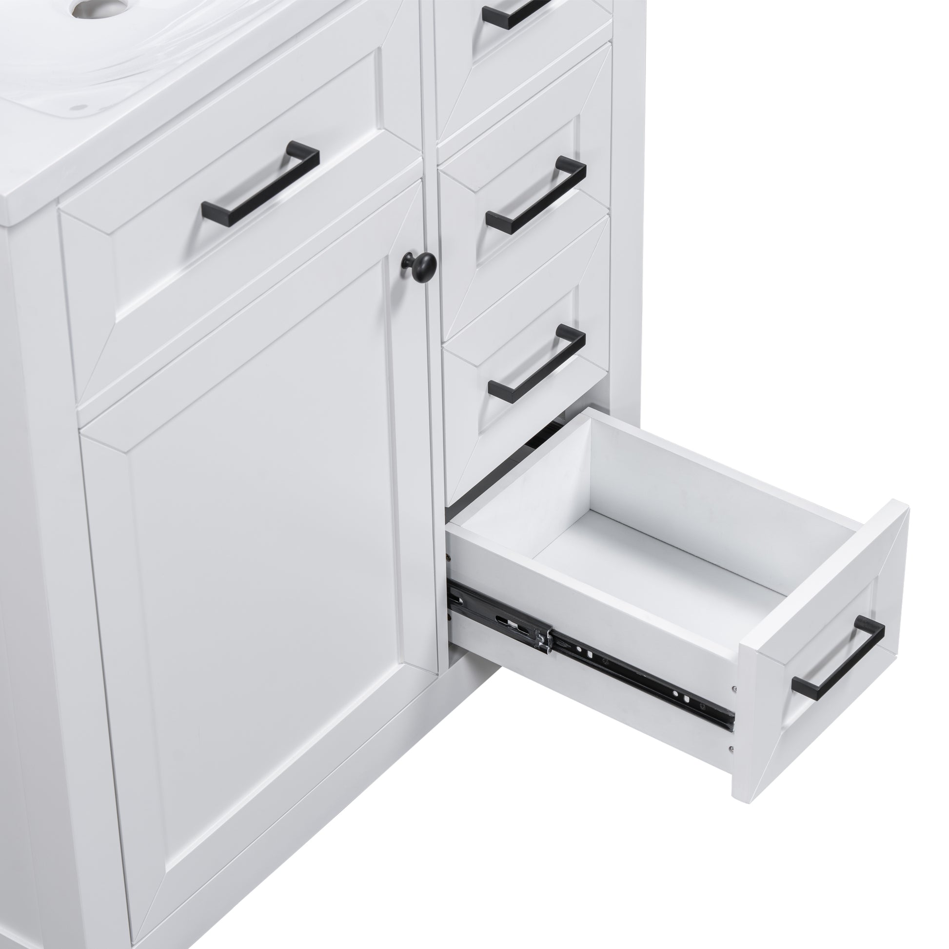 30" Bathroom Vanity With Sink Combo, White Bathroom Cabinet With Drawers, Solid Frame And Mdf Board Old Sku:N725S999222K White Solid Wood Mdf