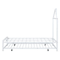Twin Size Metal Platform Bed With Twin Size Trundle,House Shaped Headboard Design, White Twin White Metal