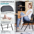 Folding Chair 2 Pack, Leather Padded Folding Chairs, Sturdy Metal Foldable Chairs, For Home, Office, Party, Black 4 Pack Black Stainless Steel