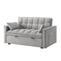 4 In1 Loveseat Sofa Bed With Armrests & Storage Pockets, Multi Function Tufted Pull Out Sofa Bed With Adjustable Backrest And Pillows, Convertible Loveseat Sofa Couch, Gray Gray Velvet Primary Living Space Medium Soft Tufted Back American