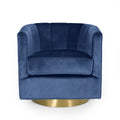 Swivel Arm Chair Blue Velvet