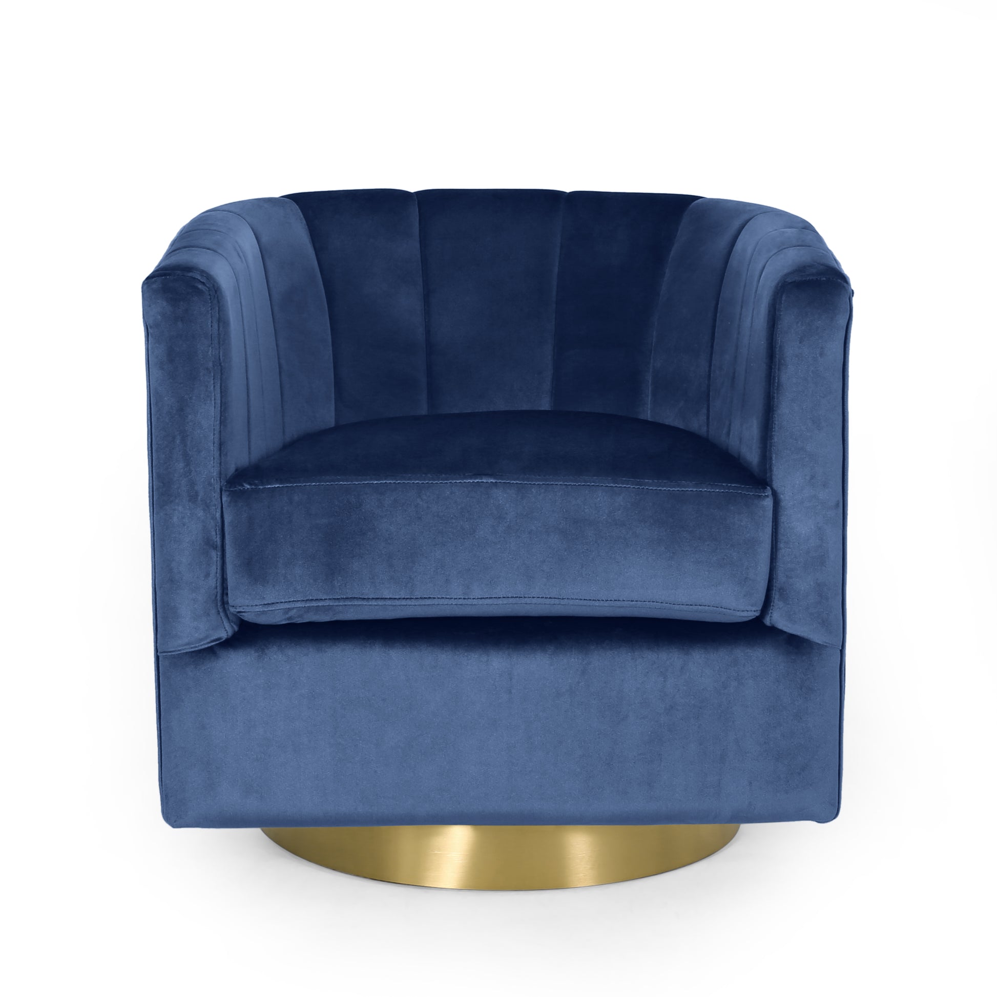Swivel Arm Chair Blue Velvet