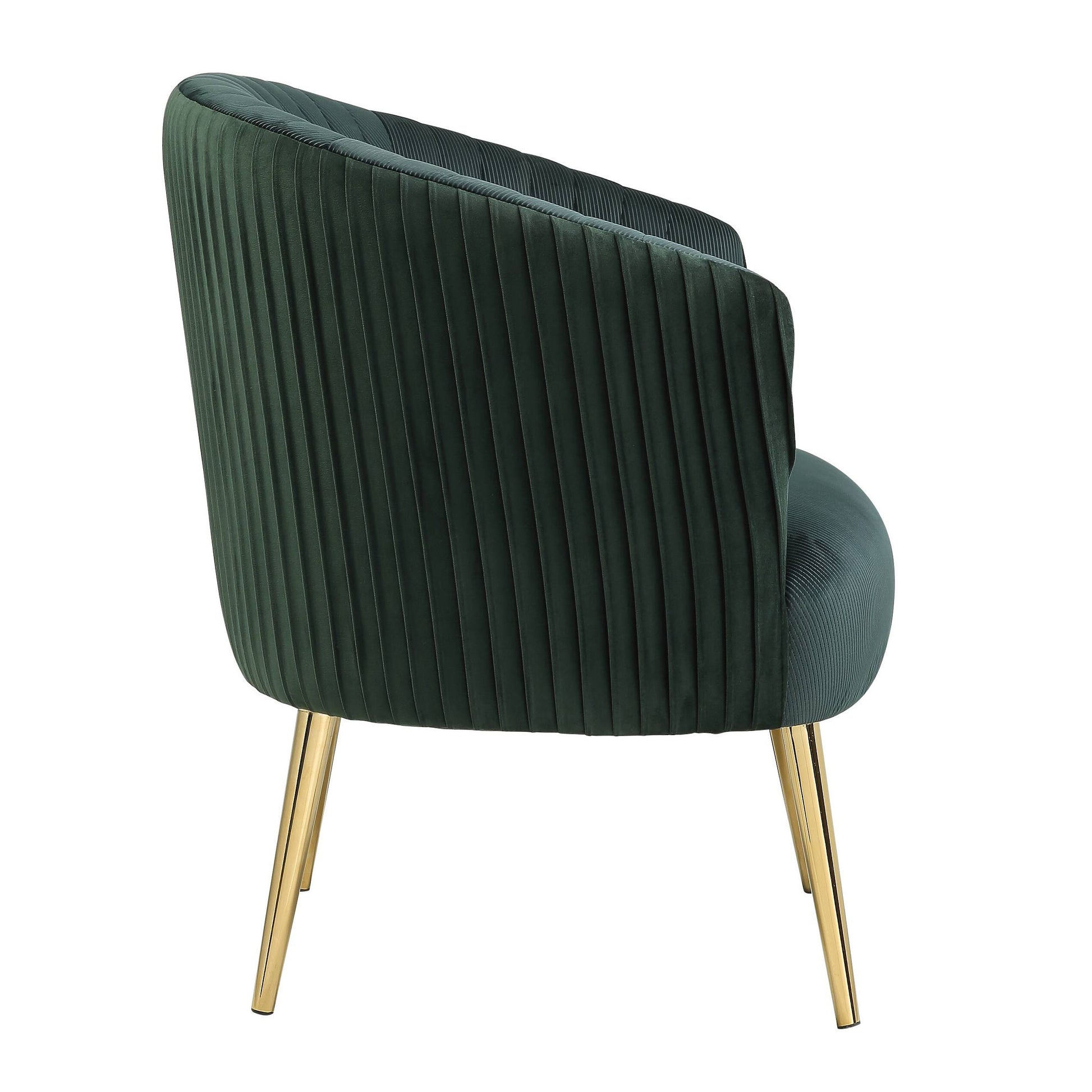 Green And Gold Tufted Back Barrel Chair Green Primary Living Space Modern Velvet
