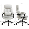Vinsetto Microfibre Executive Massage Office Chair, Swivel Computer Desk Chair, Heated Reclining Computer Chair With Lumbar Support Pillow, Cream White Cream Polyester