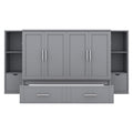 Full Size Murphy Bed With Shelves, Drawers And Usb Ports,Gray Gray Mdf Lvl