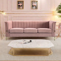 Fx P82 Pk Sofa Modern Designs Velvet Upholstered Living Room Sofa, 3 Seat Sofa Couch With Golden Metal Legs For Home, Apartment Or Office Pink Sofa Pink Velvet 3 Seat